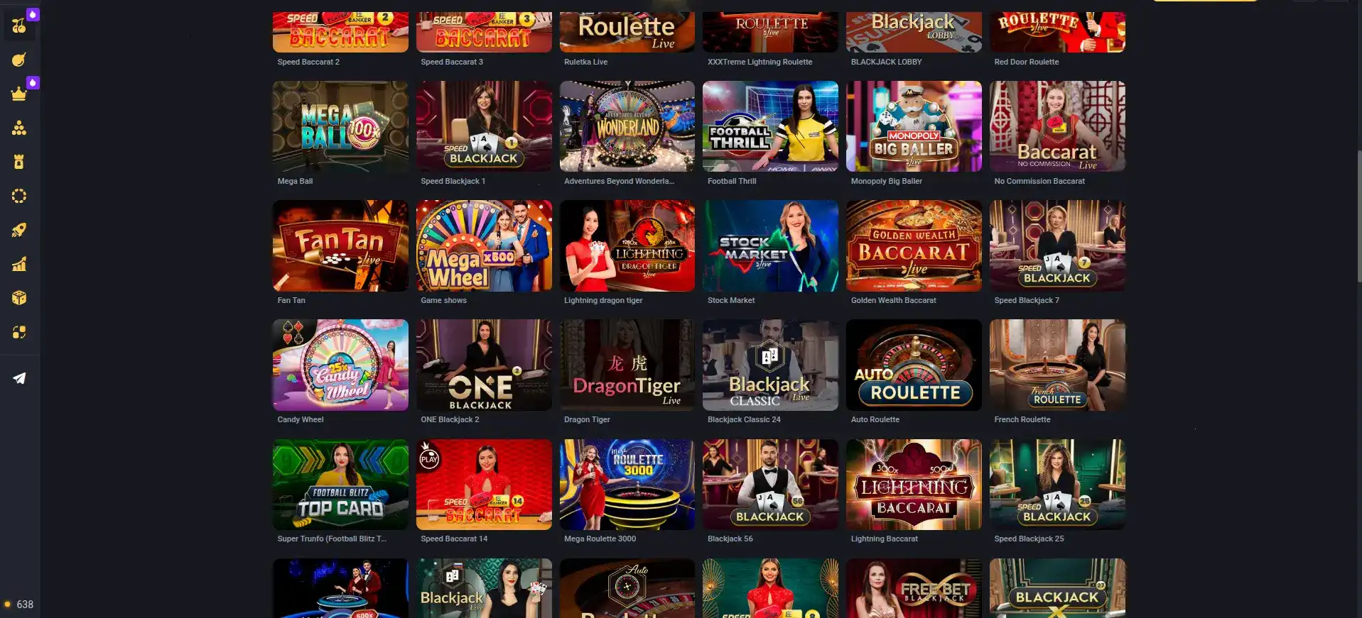 Игровой зал казино Гет икс с множеством слотов